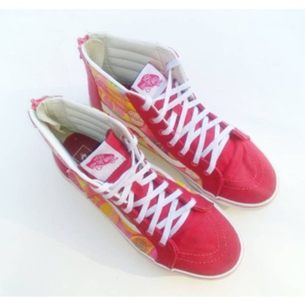 Vans Unisex Kids Sneaker‎ Shoes Red White Fruits 721278 Lace Up Mid Top 6